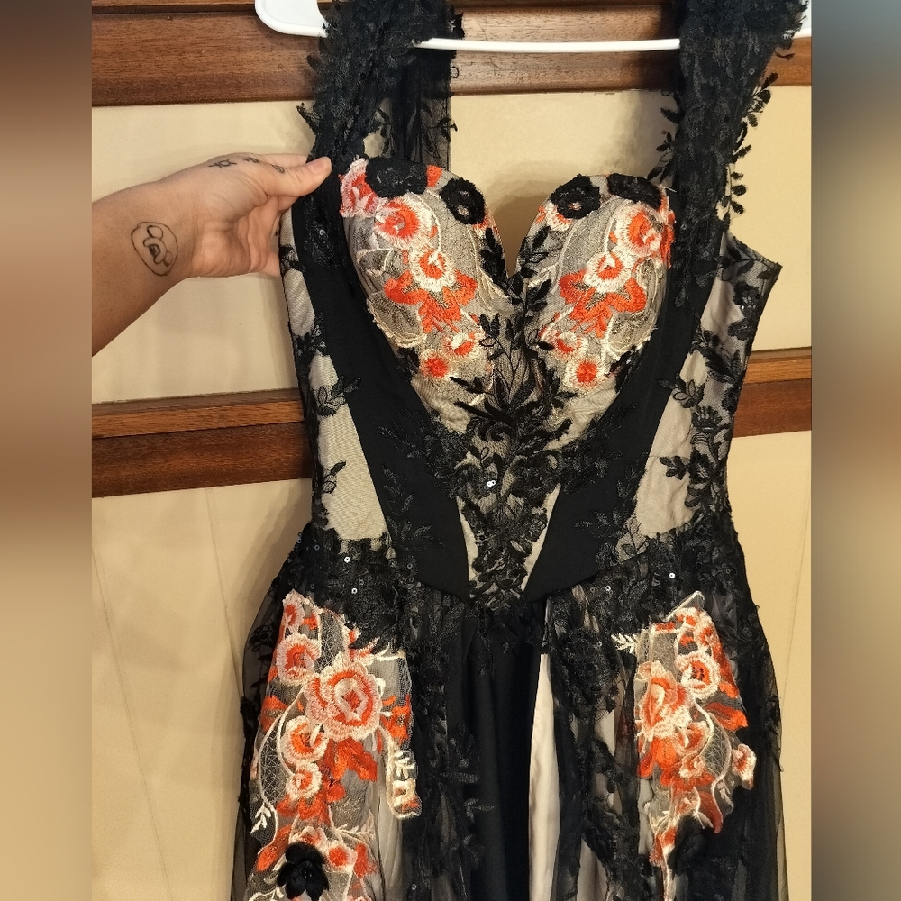Gothic Floral Embroidered Gown
